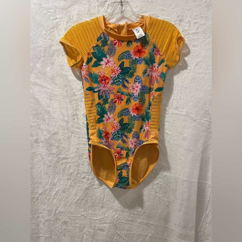 Art Class Yellow and Green Bodysuit with Floral Design